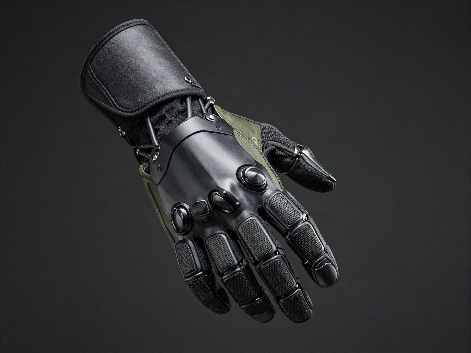 GoatArma Mitt. Powered protective gauntlet with articulated armor and grip assistance
